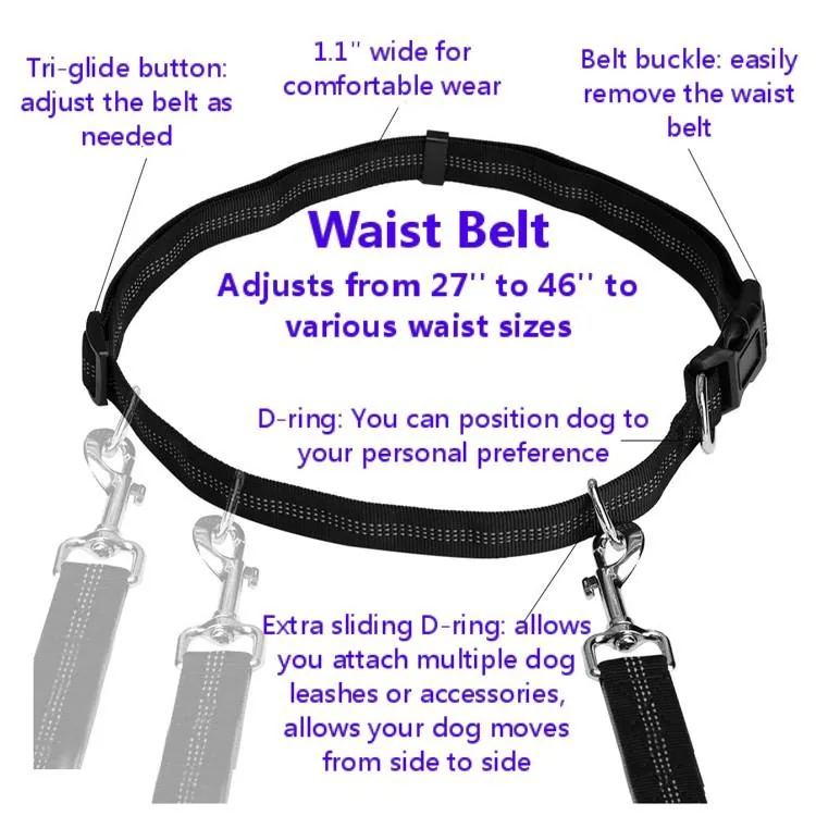 Wastee Walker waist belt adjusts from 27 to 46 inches with tri-glide buckle and sliding D-ring